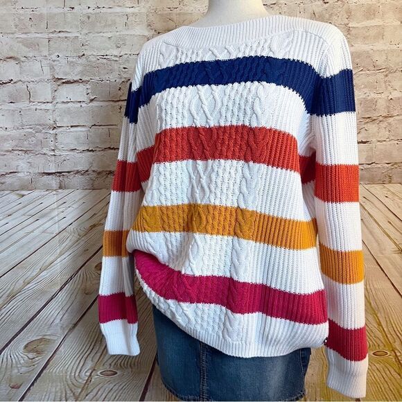Tommy Hilfiger cable knit striped sweater - Picture 1 of 7